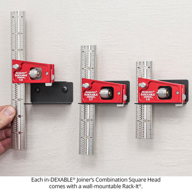 Woodpeckers JCS-16-I-25 in-DEXABLE Joiner's Combination Square 1:6 Head with Rack-It