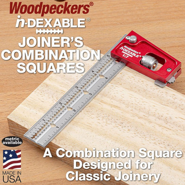 Woodpeckers JCS-18-I-25 in-DEXABLE Joiner's Combination Square 1:8 Head with Rack-It