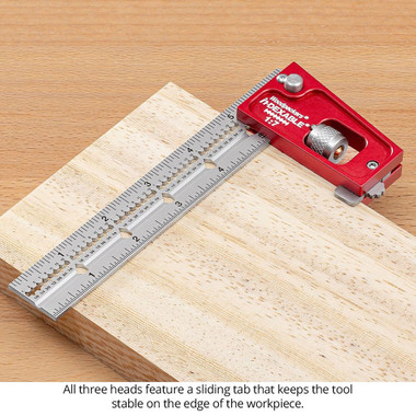 Woodpeckers JCS-18-M-25 in-DEXABLE Joiner's Combination Square 1:8 Metric Head with Rack-It