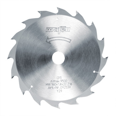 Mafell 092539 Tct Saw Blade, 160 X 1.2/1.8 X 20 Mm, 16 Teeth, At