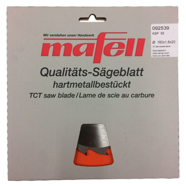 Mafell 092539 Tct Saw Blade, 160 X 1.2/1.8 X 20 Mm, 16 Teeth, At