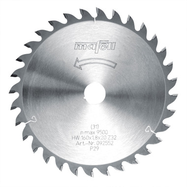 Mafell 092552 Tct Saw Blade, 160 X 1.2/1.8 X 20 Mm, 32 Teeth, At