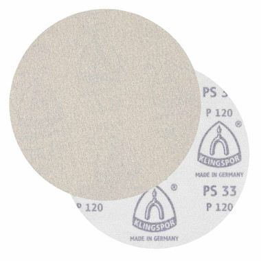 KLINGSPOR Hook & Loop Sanding Discs 5" Dia, No Hole, 100 Grit, Aluminum Oxide, 100 Pack