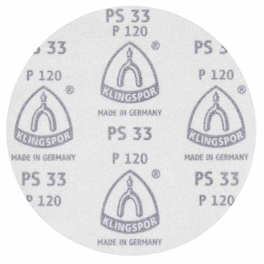 KLINGSPOR Hook & Loop Sanding Discs 5" Dia, No Hole, 180 Grit, Aluminum Oxide, 50 Pack