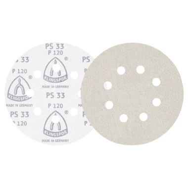 KLINGSPOR Hook & Loop Sanding Discs 5" Dia, 8 Hole, 400 Grit, Aluminum Oxide, 50 Pack