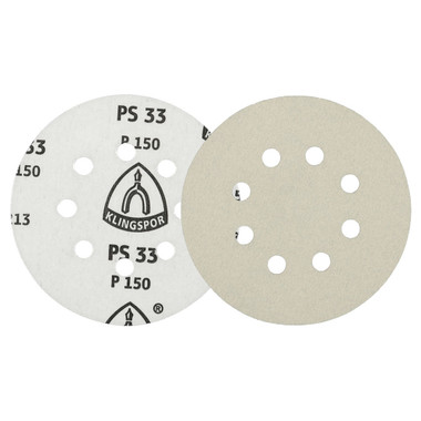 KLINGSPOR PSA Sanding Discs 5" Dia, 8 Hole, 320 Grit, Aluminum Oxide, 50 Pack