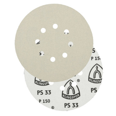 KLINGSPOR PSA Sanding Discs 6" Dia, 8 Hole, 120 Grit, Aluminum Oxide, 100 Pack