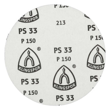 KLINGSPOR PSA Sanding Discs 6" Dia, No Hole, 320 Grit, Aluminum Oxide, 50 Pack