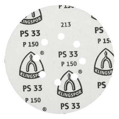 KLINGSPOR PSA Sanding Discs 6" Dia, 8 Hole, 400 Grit, Aluminum Oxide, 50 Pack