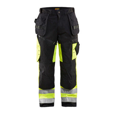 Blaklader HI-VIS X1600 Work Pants - Black/Yellow Hi-viz - Waist Size: 32 - Inseam: 28"