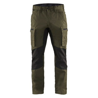 Blaklader Service Pants with Stretch - Dark olive green /black - Waist Size: 32 - Inseam: 30