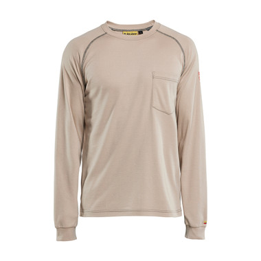 Blaklader FR Light Long Sleeve T-shirt (9.1cal) - Stone - Size: S