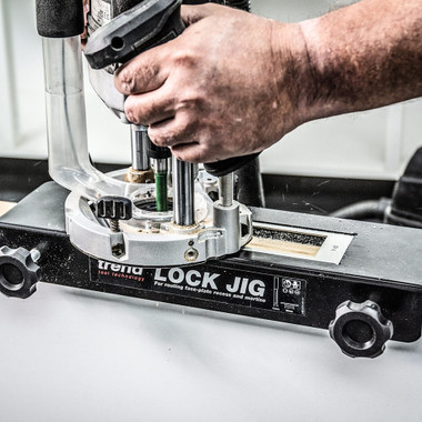 Trend Professional Lock Jig, Adjustable Fence for 1-5/16 to 2-1/4 Inch Doors, Quick-Release Clamps, 20 Interchangeable Templates, LOCK/JIG/C
