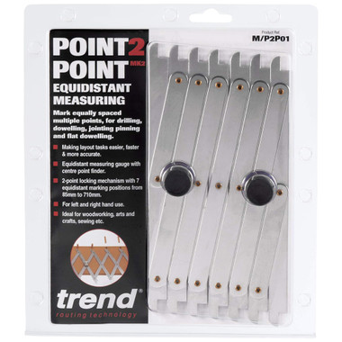 Trend Point-2-Point Equidistant Measuring Tool for Marking Equally Spaced Points, Quickly & Accurately Locate & Set Positions, 3.3in to 24in, M/P2P01