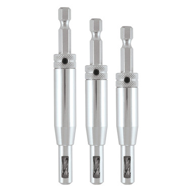 Trend 3-Piece Quick Release Drill Bit Guide Set, 1/4 Inch Hex Shank, HSS Drill Bits, Hinge & Lock Applications, QR/DBG/SET