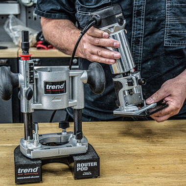 Trend T1 Dual-Base Trim & Plunge Router, 1/4 Inch Collet, 5.5A, 120V, Compact Precision Cutting Woodworking Power Tool, U*T1EPS