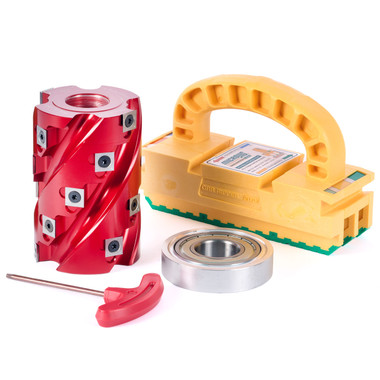ToolsToday Bundle TT-301 Insert Carbide Spiral Jointing 3-3/16 D  x 1-1/4 Bore Shaper Cutter with Ball Bearing Rub Collar & Microjig GR2-GO