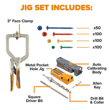 Bora BR-A170400 BORA Pro Compact Jig Project Kit - Includes 3in Face Frame Clamp and 350pce Screw Kit