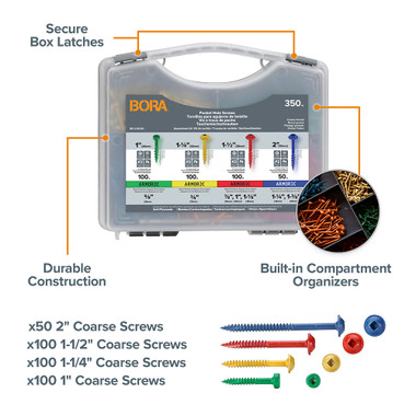 Bora BR-A180101 350-Piece Screw Pack Coarse