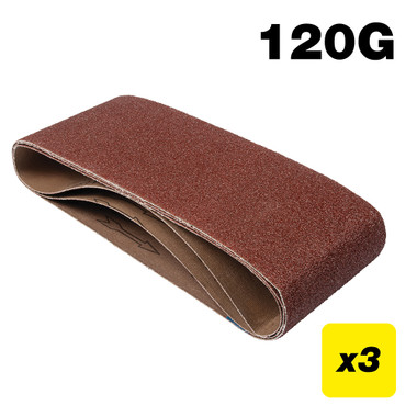 Trend Aluminum Oxide 4x24 Inch 120 Grit Abrasive Sanding Belt, AB/B100/120A, Pack of 3