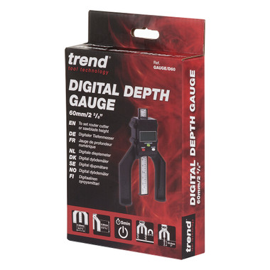 Trend Digital Depth Gauge with 2 23/64 inch Jaw Opening for Precision Rebate and Groove Setting, GAUGE/D60