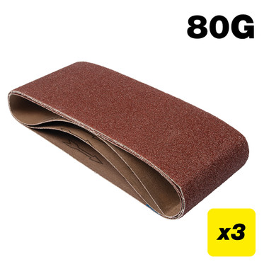 Trend Aluminum Oxide 4x24 Inch 80 Grit Abrasive Sanding Belt, AB/B100/80A, Pack of 3