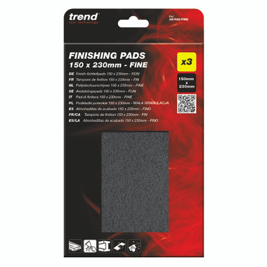 Trend Fine Flexible Finishing Pads, 6 x 9 Inch, 3 Pack, Non-Clogging Abrasive Pads for Final Surface Prep on Wood, Metal, Paint, AB/PAD/FINE