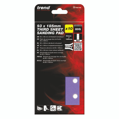 Trend Zirconium 1/3 Sheet 4x7 Inch 80 Grit Sanding Sheets, AB/THD/80Z, Pack of 10