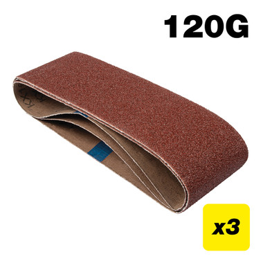Trend Aluminum Oxide 3x18 Inch 120 Grit Abrasive Sanding Belt, AB/B75/120A, Pack of 3