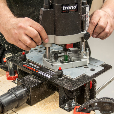 Trend Mortise and Tenon Jig for Perfect-Fitting Joints, Ideal for Furniture Construction, Fully Adjustable for Compound Angle Joints, Includes US-Style Screw-On Guide Bush, MT/JIG