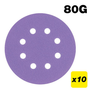Trend Zirconium 5 Inch Random Orbit 80 Grit Abrasive Sanding Discs, AB/125/80Z, Pack of 10
