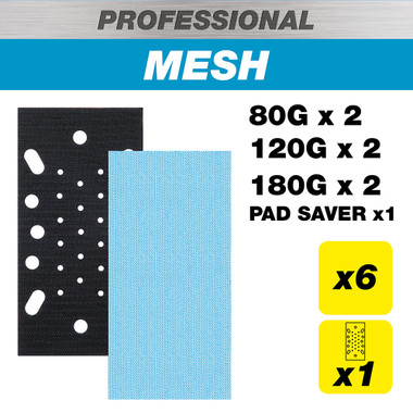 Trend 3-2/3 x 7-1/4 Inch Mesh Sanding Pads with Pad Saver, 80/120/180 Grit, 7 Pack, Third Sheet Abrasive for Dust-Free Surface Prep, AB/THD/M7/P