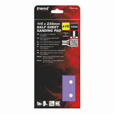 Trend 4-1/2 x 9 Inch Half Sheet Sanding Pads, 150 Grit, 10 Pack, Film Abrasive for Wood, Paint, Plastic, Metal, Filler, AB/HLF/150A
