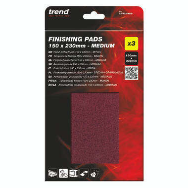 Trend Medium Flexible Finishing Pads, 6 x 9 Inch, 3 Pack, Non-Woven Abrasive for Cleaning, Prep, and Surface Finishing, AB/PAD/MED