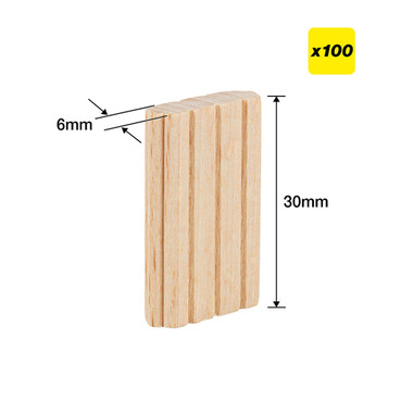 Trend 100pcs Beechwood Loose Tenons, 1/4 Inch x 1 3/16 Inches (6 x 30mm), for Woodworking, Joinery, and Furniture Framing, Compatible with Festool Domino Machine, TEN/6X30/100