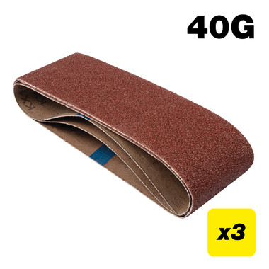 Trend Aluminum Oxide 3x21 Inch 40 Grit Abrasive Sanding Belt, AB/B75A/40A, Pack of 3