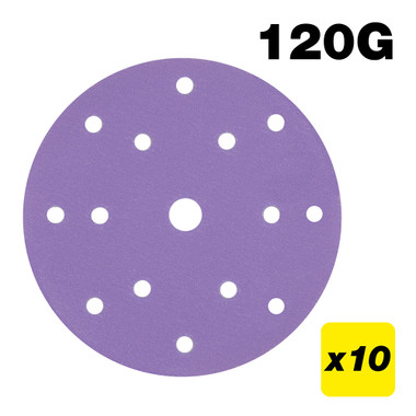 Trend Aluminum Oxide 6 Inch Random Orbit 120 Grit Abrasive Sanding Discs, AB/150/120A, Pack of 10