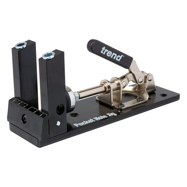 Trend Pocket Hole Jig Kit with Dual Column Jig, Face Clamp, HSS Drill Bit & Depth Setting Collar, 2 Square Bit Drives & 100 Pocket Hole Screws, PH/JIG/FC