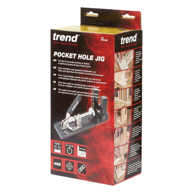 Trend Pocket Hole Jig Kit with Dual Column Jig, Face Clamp, HSS Drill Bit & Depth Setting Collar, 2 Square Bit Drives & 100 Pocket Hole Screws, PH/JIG/FC