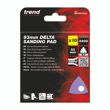 Trend Aluminum Oxide 4 Inch Delta 240 Grit Abrasive Sanding Sheets, AB/OSC/240A, Pack of 10