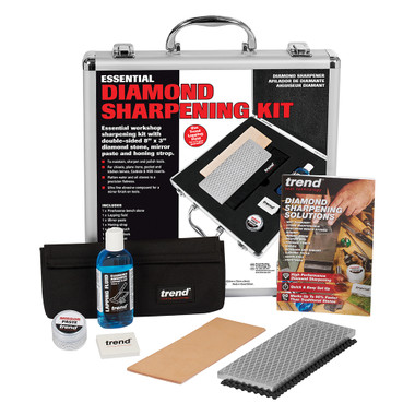 Trend Essential Diamond Sharpening Kit with 300/1000 Grit Bench Stone, Lapping Fluid, Leather Strop, Honing Paste, Cleaning Block & Sharpening Solutions Guide, DWS/KIT/H