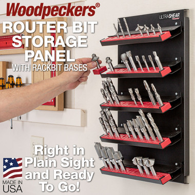 Woodpeckers USRBCAB Ultra-Shear Router Bit Storage Panel - Includes 50 RackBit Bases
