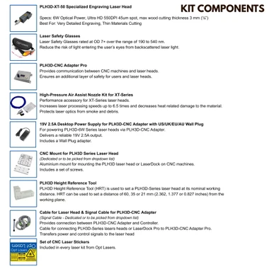 Opt Lasers OPT-006367 XT-50 6W Plug&Play Laser Kit for All CNC Machines