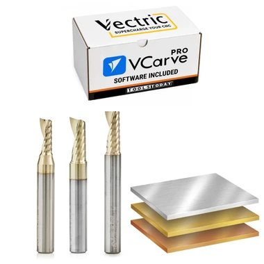 ToolsToday TT-401 CNC Aluminum Worker's Vectric V-Carve Pro and 3 Pc. Amana Tool Router Bit Bundle