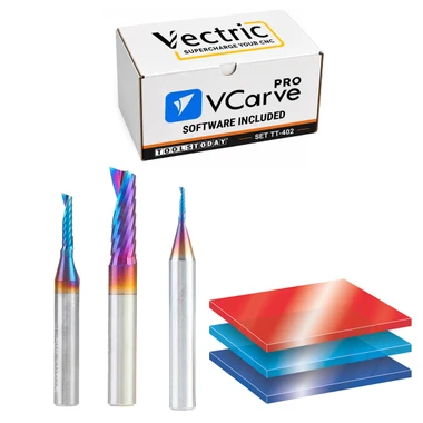 ToolsToday TT-402 CNC Plastic Worker's Vectric V-Carve Pro and 3 Pc.  Amana Tool Router Bit Bundle