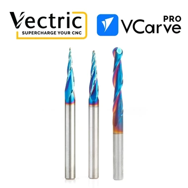 ToolsToday TT-403 CNC 2D/3D Carver's Vectric V-Carve Pro and 3 Pc.  Amana Tool Router Bit Bundle