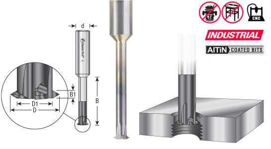CNC Solid Carbide Single Form Threadmill AlTiN Coated for Steel, Stainless Steel, Titanium & Cast Iron