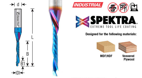 CNC Solid Carbide Spektra Extreme Tool Life Coated Compression Spiral 'O' Flute Router Bits