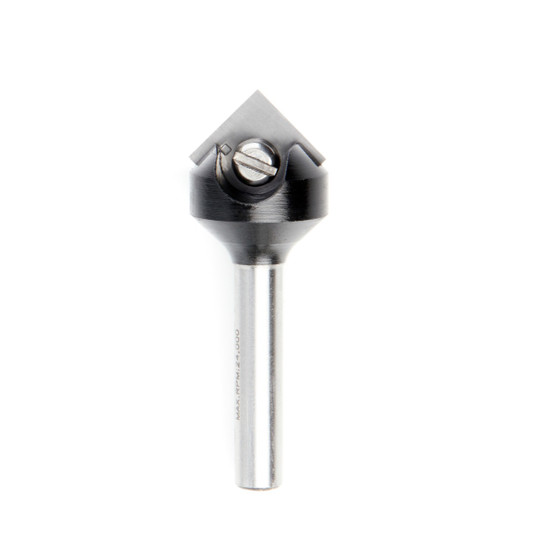 Amana Tool RC-45711-M In-Tech Insert Carbide V Groove 90 Deg x 17.6mm D x 8.5mm CH x 6mm SHK Single Flute Router Bit