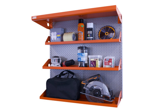 OmniWall Shelving Kit- Panel Color: Silver Accessory Color: Orange